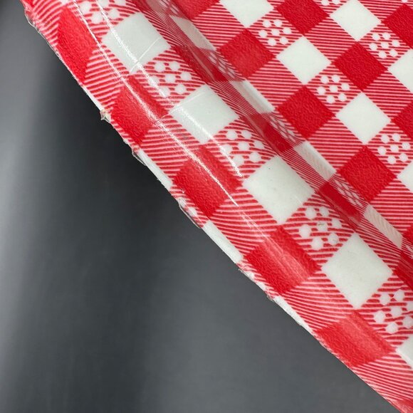 Vintage Pizza Slice Plates Trays Red White Checkered Serving Dishes Plastic - Picture 4 of 7